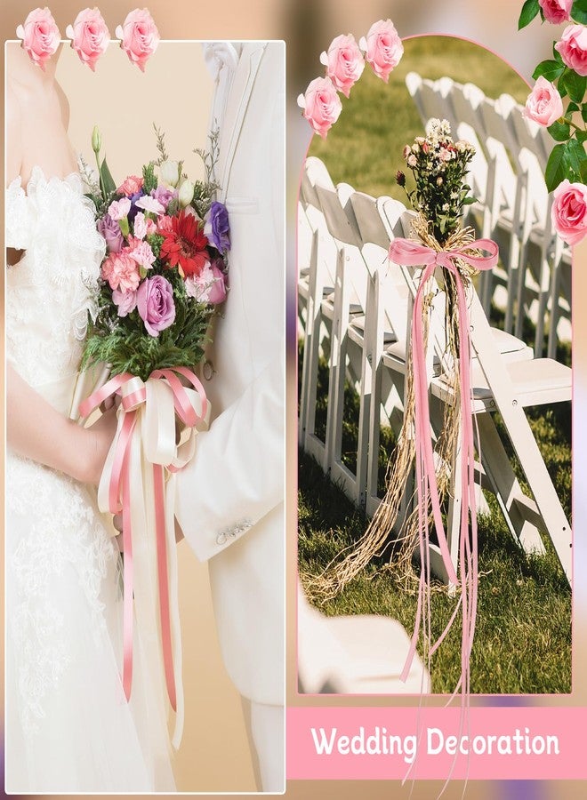 woric 120 Yards Pink Ribbon 3/8 Inch Craft Thin Satin Ribbons Valentine Ribbon for Cake Bows Lei Hair Scrapbook Gift Wrapping Wedding Party Card Valentine's Day Decorations - Image 4